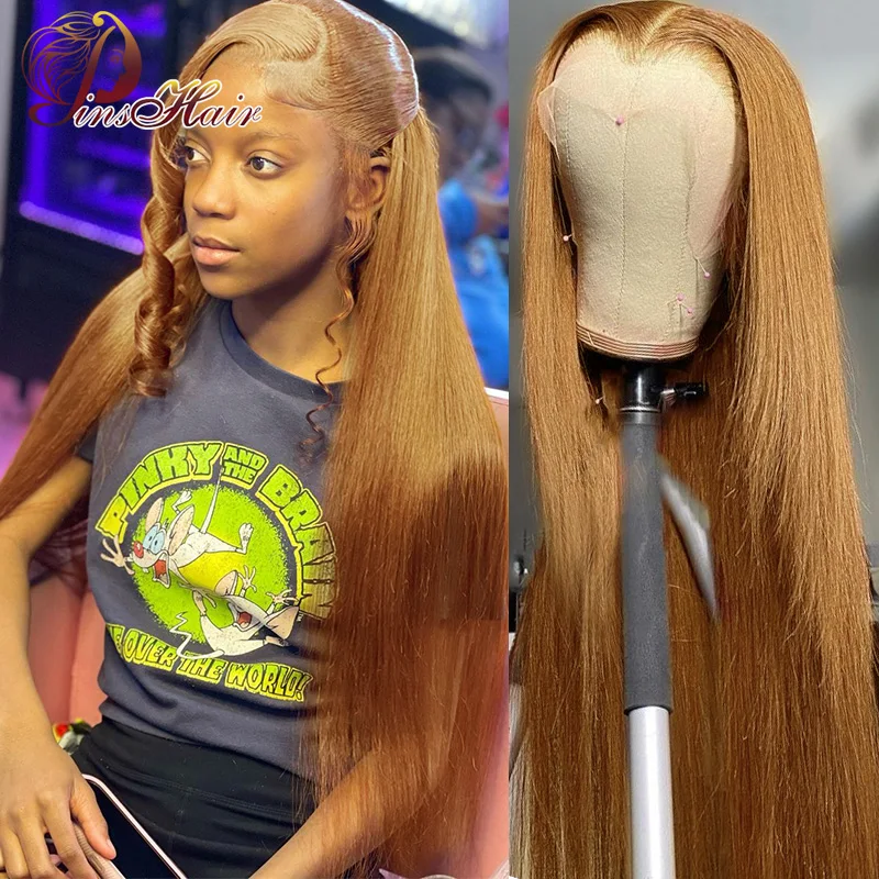 

Honey Blonde 13X4 Lace Front Wig Straight Lace Front Human Hair Wigs Pre-Plucked for Women Ginger Brown Remy Human Hair Wig 180%