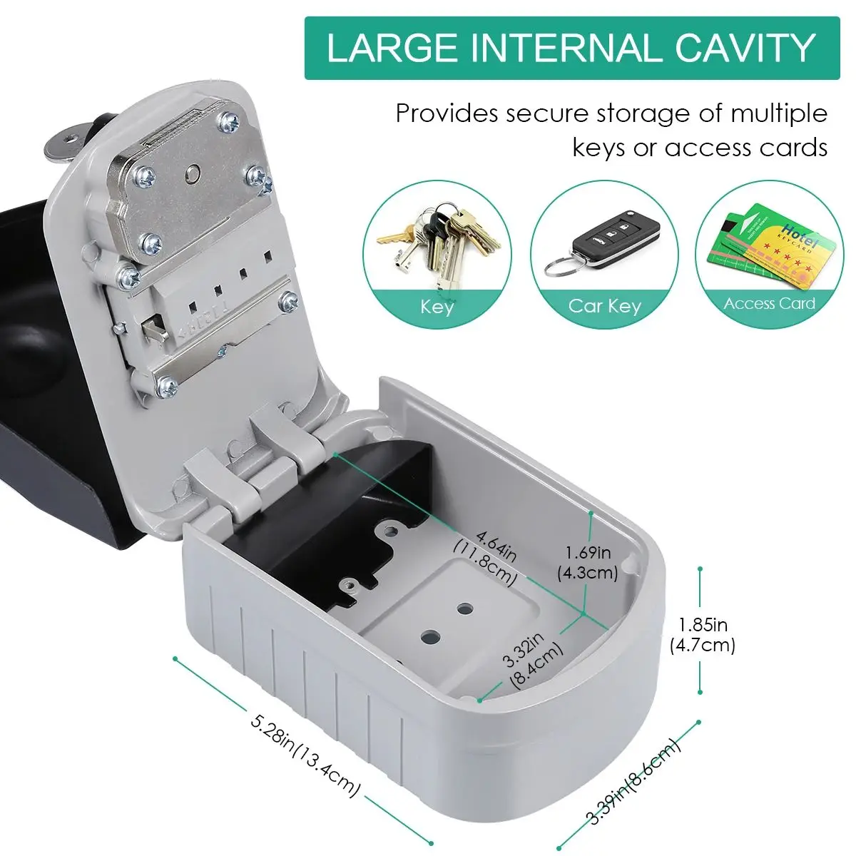 Imagem -03 - Impermeável Chave Segura Armazenamento Caixa Intempéries Senha Keybox Parede Keysafe Dígitos Combinação Armazenamento Bloqueio