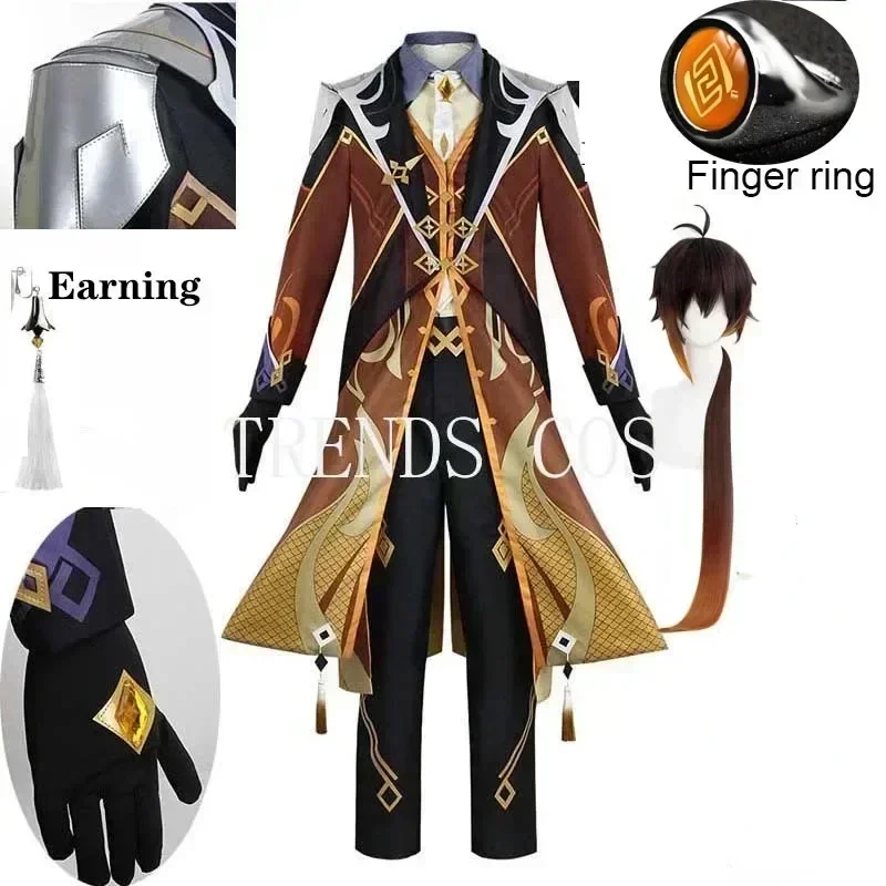 

Textured Fabric Zhongli Cosplay Costume Game Big Size Zhong Li Full Set Morax Zhong Li Outfits Comic With Game Cosplay