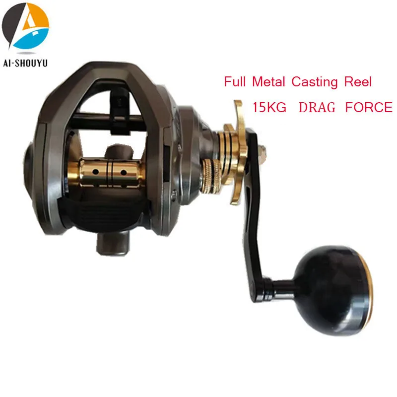 

AI-SHOUYU Quality Metal Baitcasting Reel High Speed 7.0:1 Long Range 15kg Drag Anti-explosion Fresh Saltwater Fishing Reel