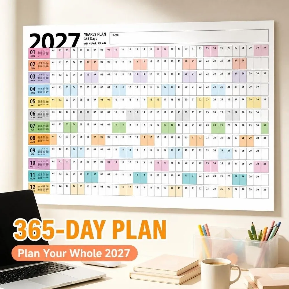 Wall Mounted 2027 Calendar Planner Sheet Schedule Sticker Large Wall Calendar Planner Target To Do List Planner Office Supplies