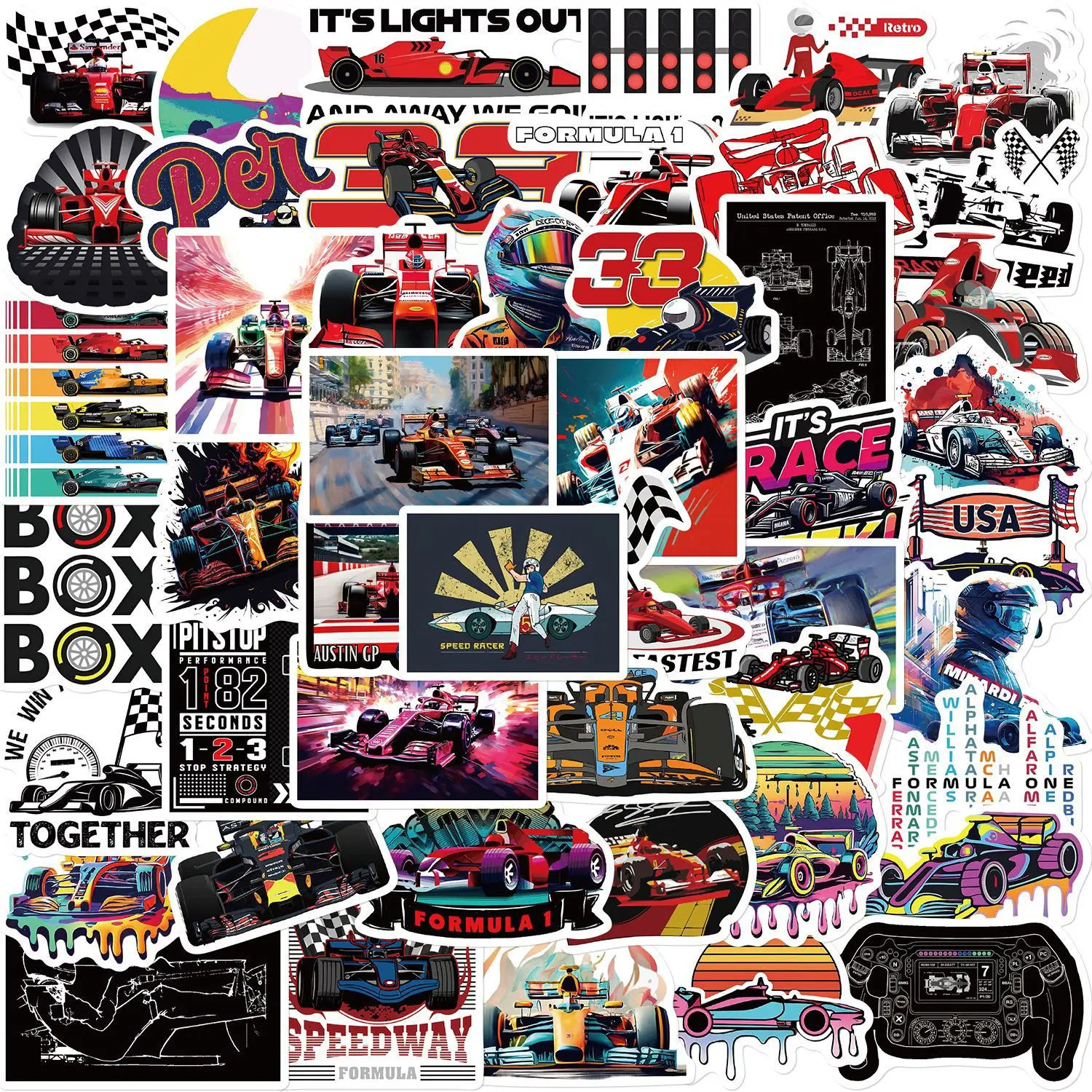 50Pcs F1 Sticker Fi…