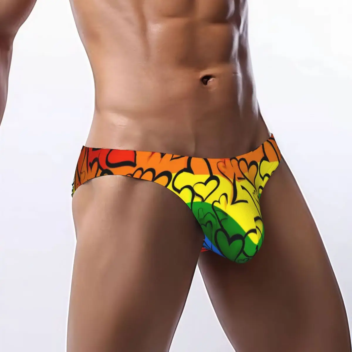 

Men's Briefs Sexy Underpants Gay Pride Rainbow Pattern Bikini Underwear Men Panties