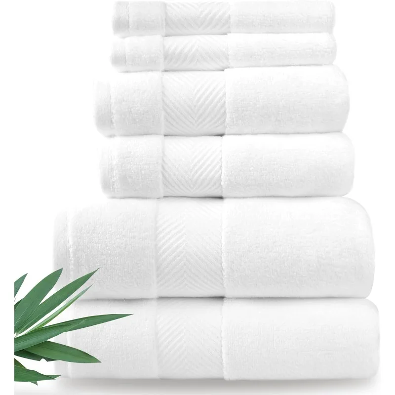 Bamboo Viscose Bath Towels - Ultra Soft & Plush 700 GSM Luxury Bath Towels - Super Absorbent & Quick Drying - 6 Piece