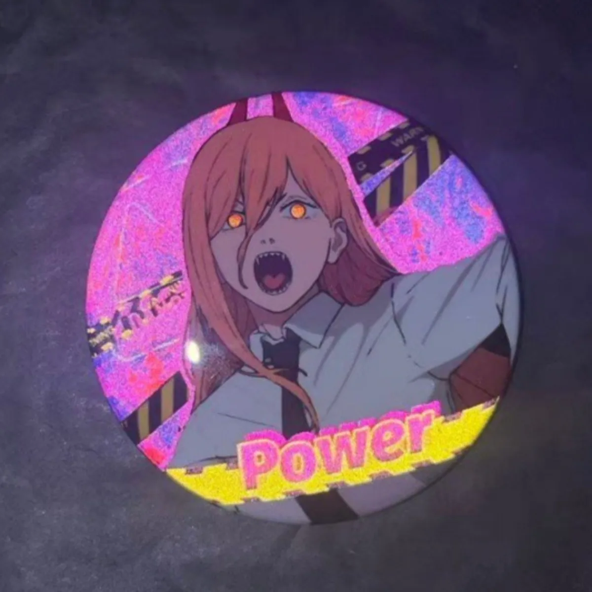 

Anime Collection Badges Reze Holographic Power Cosplay Pins DIY Reflective Button 5.8cm Badges with Pins, Craft Supplies
