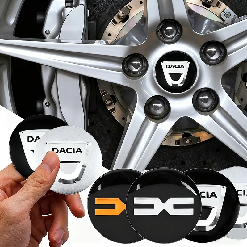 4 pçs 56mm tampa central do cubo da roda do carro logotipo de metal alumínio adesivos para dacia logan sandero espanador lodgy dokker stepway bigster mcv