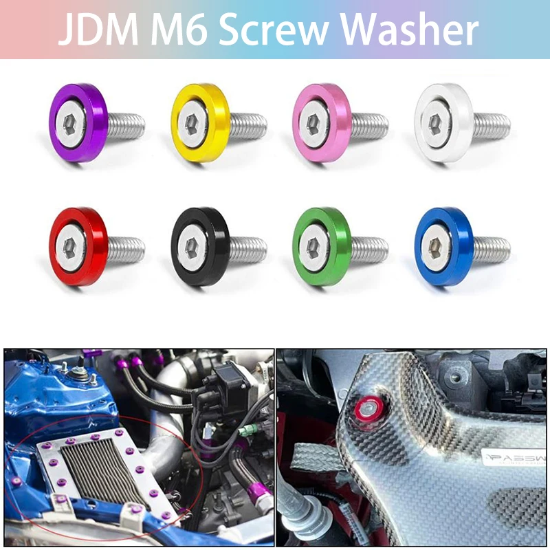 Bolt Engine Concave Screws Decoration Car Accessories M6 Pad Screws Frame Fendar License Plate Washers Car Refitting J-D-M