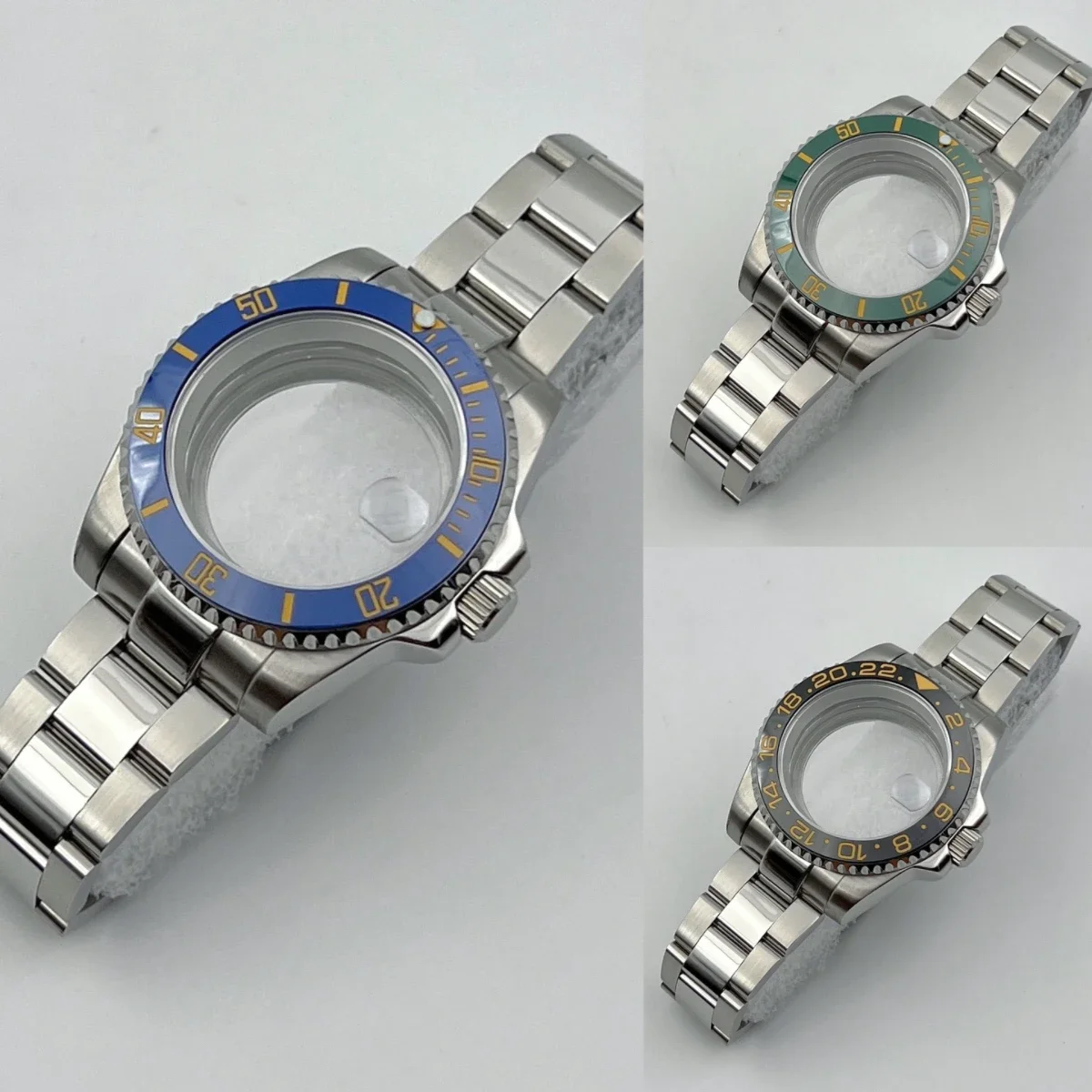 

40mm NH35 case middle polished oyster bracelet strap SUB ceramic bezel insert for NH34/NH35/NH36 automatic mechanical movement