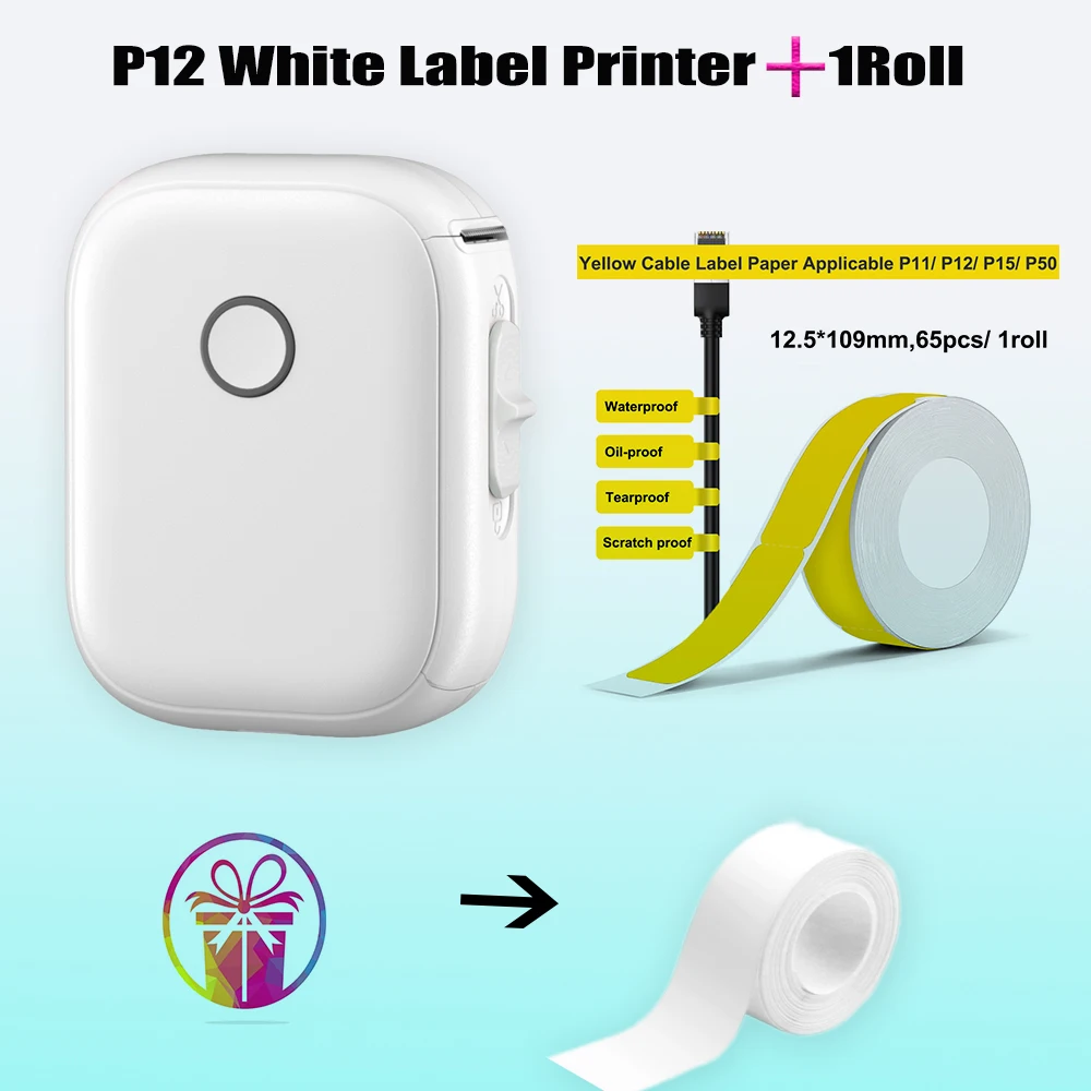 Minuscule P12 Wireless Label Printer Your Pocket-Sized Solution for Professional-Grade Labeling Offers Free Editing Clear Prints