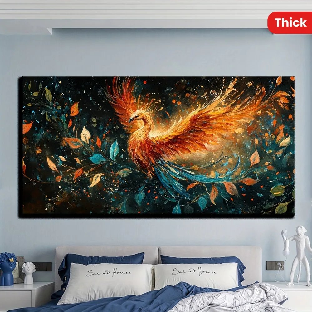 

Цельный деревянный каркас, холст, живопись, художественная печать, подвесные красочные огненные крылья Феникса, рама из массива сосны, толщина 1,5 дюйма