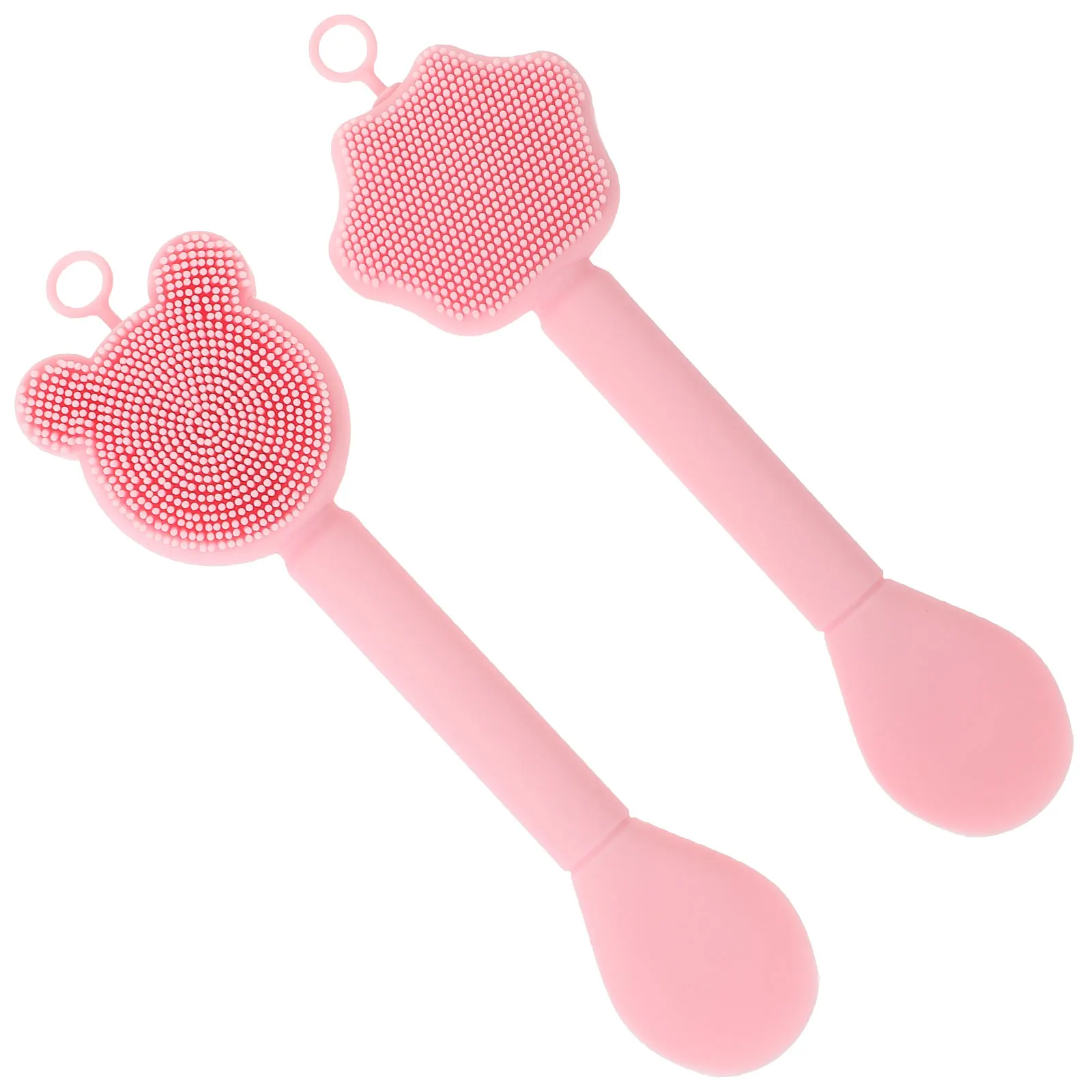 

2 pcs Silicone Face Mask Brush Cleansing Scrubber Pink Dual Use Facial Beauty Tool Soft Skin Care Makeup Applicator Washable