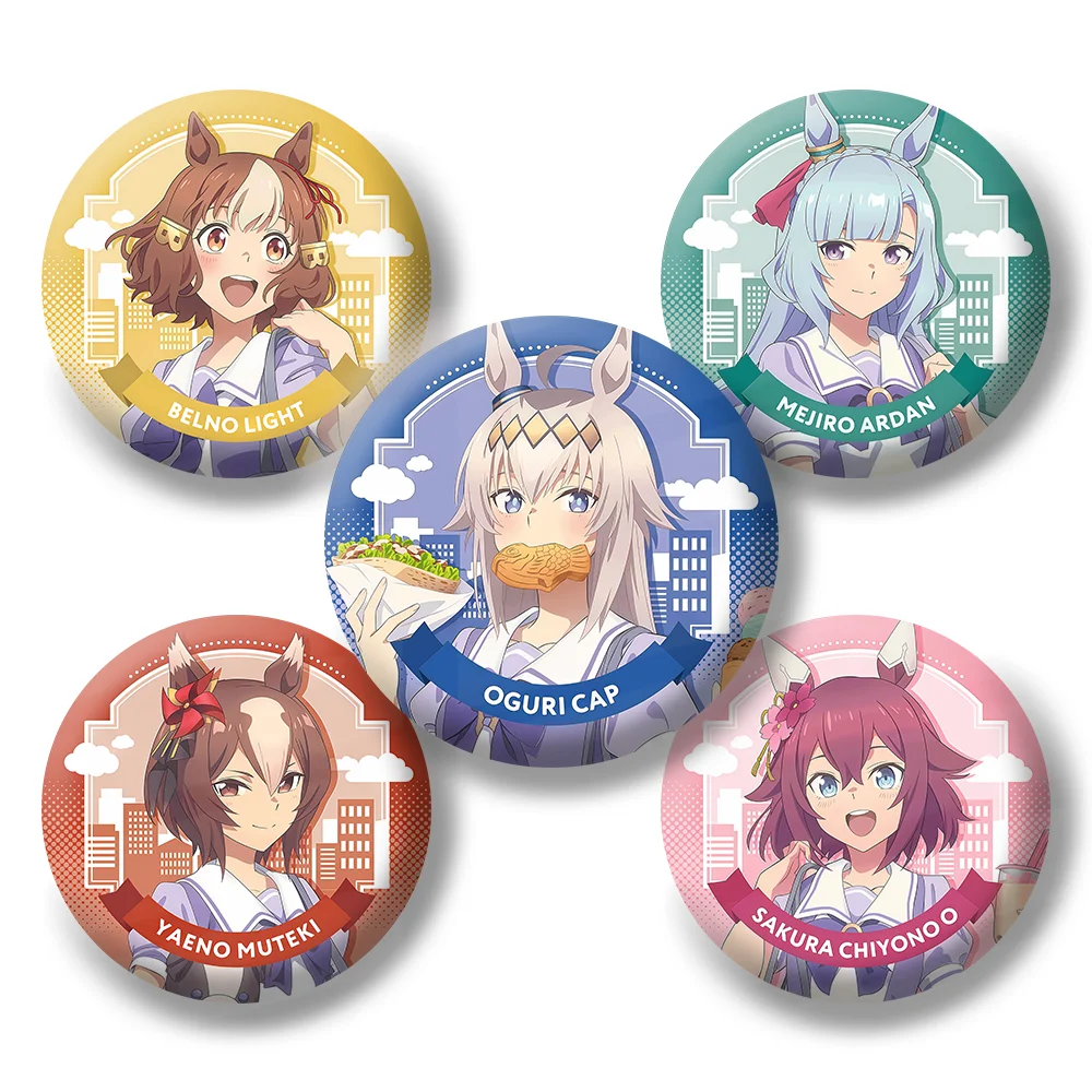 

Anime Uma Musume Pretty Derby Cartoon Character Lapel Pins Creative Round Brooches Badge for Backpack keychains Accessories Gift