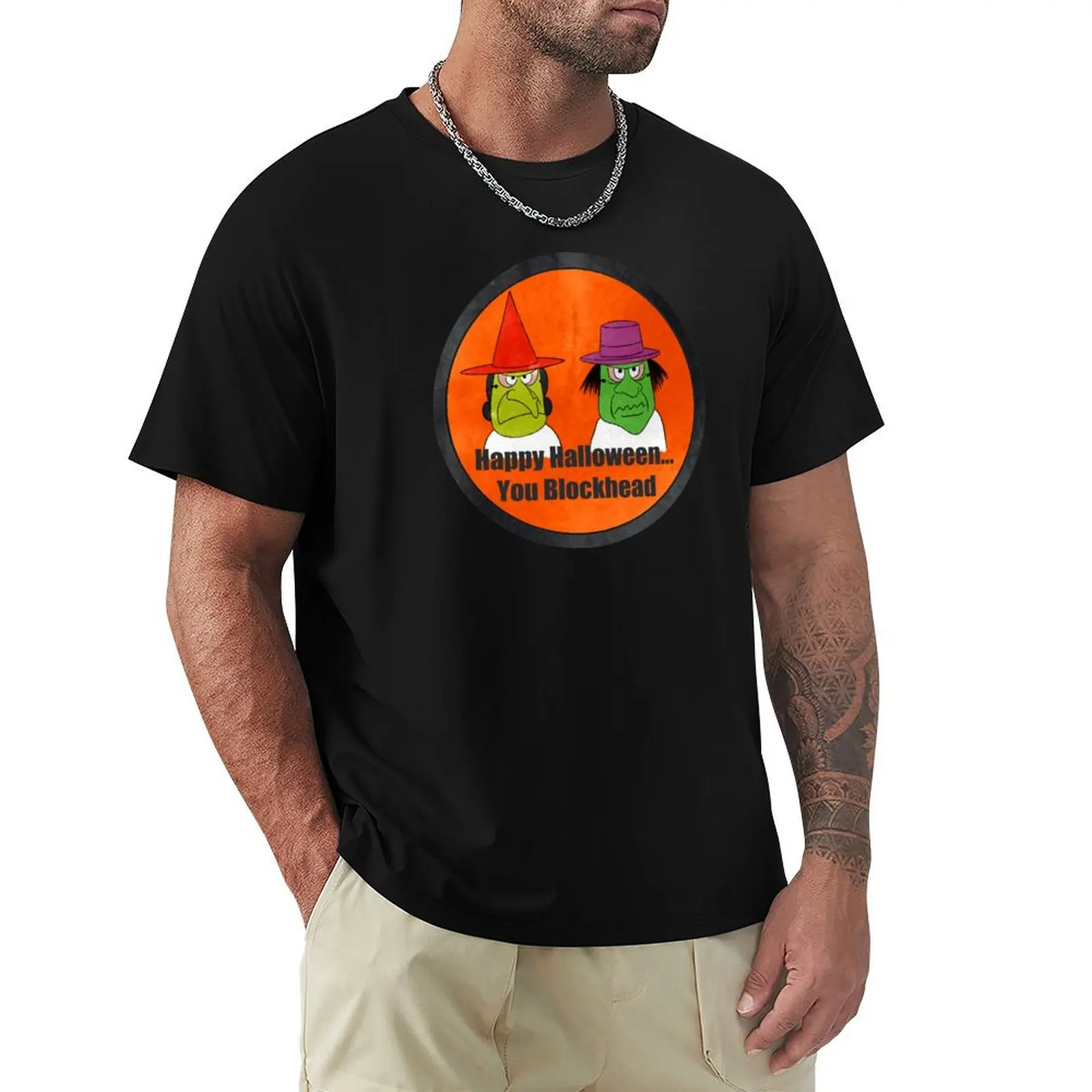 Blockhead Halloween T-Shirt Work Short Sleeve Cotton Top