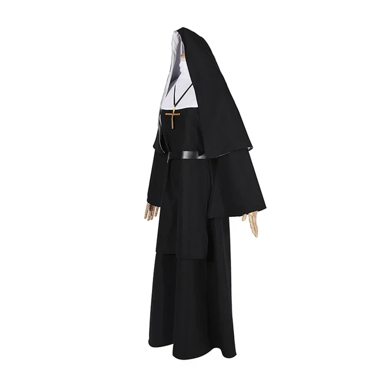 Costume da spettacolo per adulti spaventoso da suora cosplay di Halloween