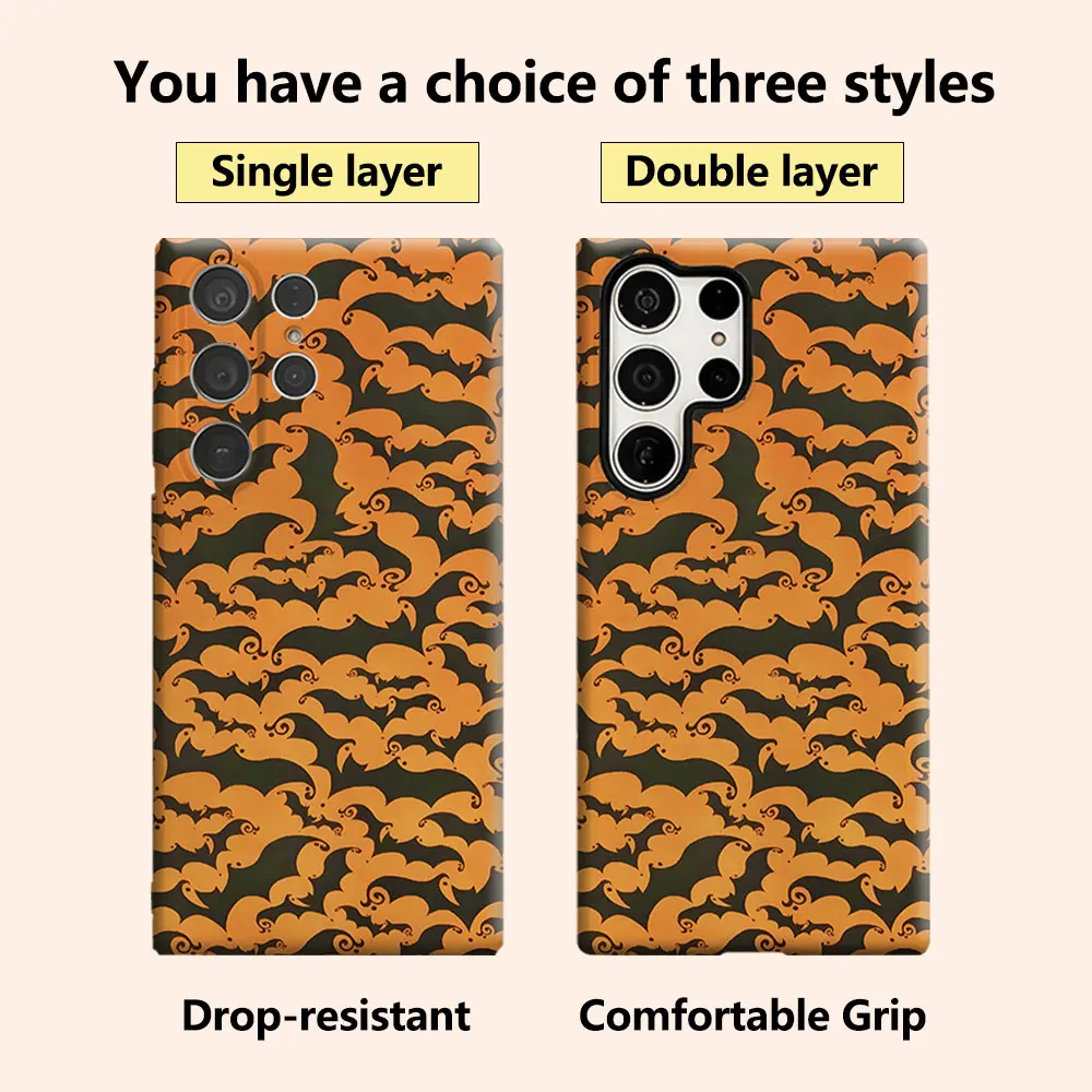 Halloween Bat Silhouette Luxury Fashion Full Lens Protective Case for Samsung Galaxy S26 S25 S24 A56 A36 Plus Ultra