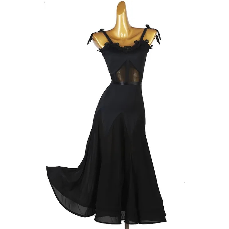 Fashion Girls Outfit Ballroom Modern Dance Dress Dancewear Prom Costume Womens Stage Clothes Waltz Competition Sports Match Suit