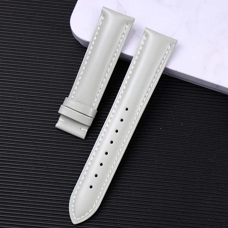 สายนาฬิกาหนังวัวแท้แบบปลดเร็ว เงางาม หนังรัดข้อมือแบบสากลสำหรับ Huawei Samsung ขนาด 20/22 มม. มีสินค้าในสต็อก