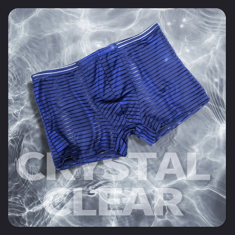 

3pcsYoung thin transparent sexy men's ice silk underpants underpants breathable one piece boxers four corners bottoms