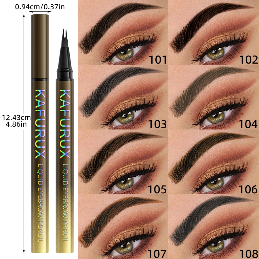 Caneta de sobrancelha microblading, 8 cores, 2 garfos, à prova d'água, líquida, para sobrancelha, delineador, cílios, marrom, preto, maquiagem, lápis de olhos