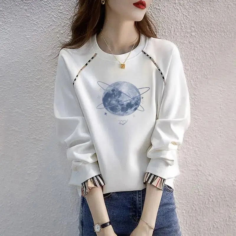 Autumn Casual Cotton Wild Sweatshirt Vintage Letter Print Streetwear Harajuku Y2k Pullover Female Free Shipping Women\'s Clothing