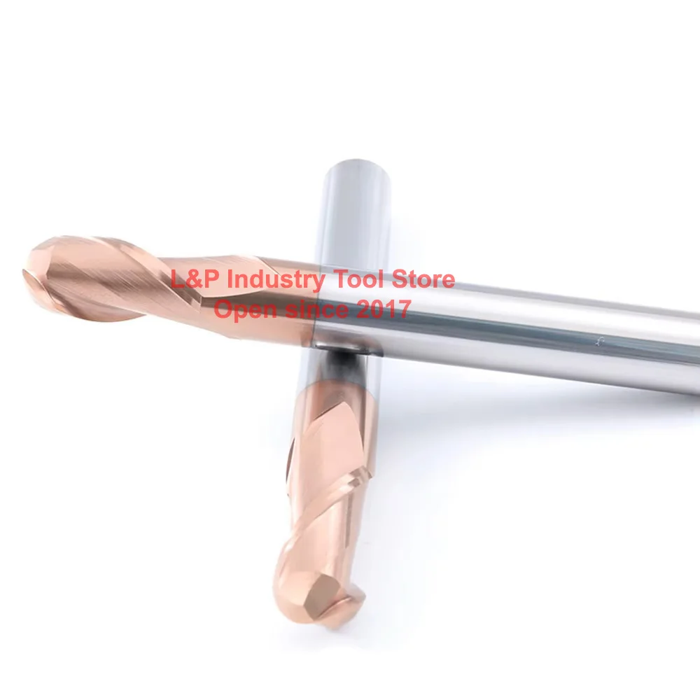 HRC55 2T สองขลุ่ยปลายจมูกบอล CNC Milling Professional CUTTER Router อุปกรณ์เสริมใบมีดเจาะเหล็กทังสเตนเครื่องมือทํางาน