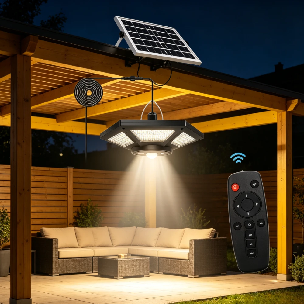 Outdoor Power For Gazebo - Solar Powered 180 LED Shed Pendant
