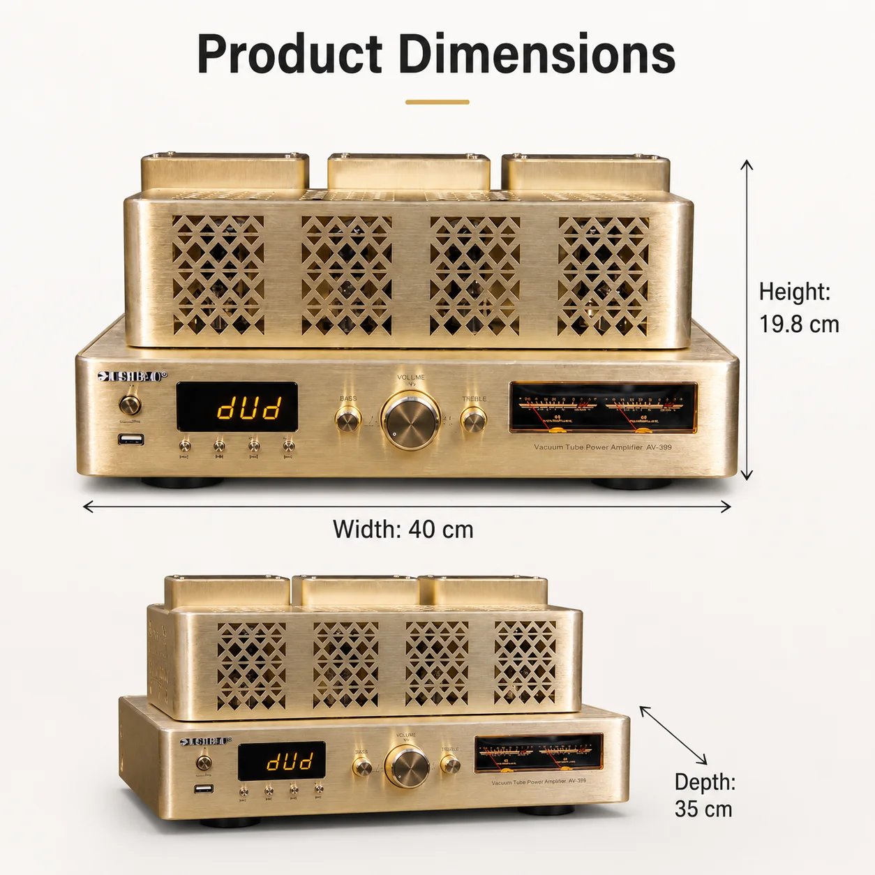 200W+200W High Power Fever Hifi Tube Amplifier Pre-stage Auido Speaker Amplifier Home Theater Bluetooth 5.0 Support 4/8Ω Speaker