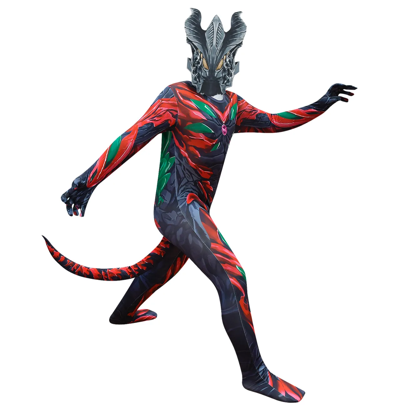 Kids Movie Dragon Monster Jumpsuit with Gloves Mask Set Outfit for Boys Christmas Halloween Cosplay Costume