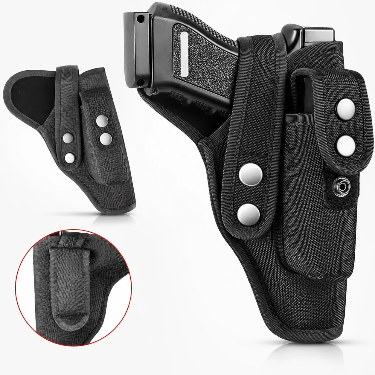 

Tactical Pistol Holster OWB Concealed Carry Nylon Gun Holster with Magazine Pouch Left Right Hand Portable Belt Holster