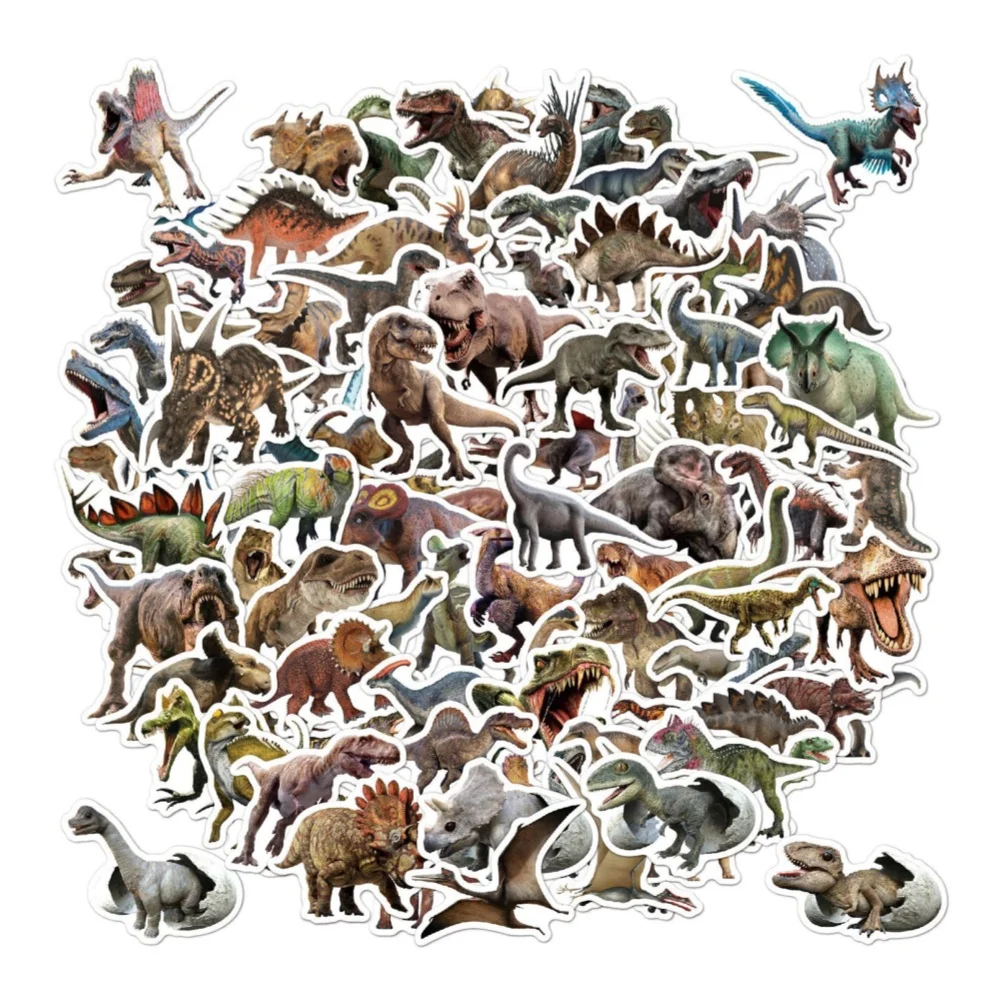 100PCS Dinosaur Stickers Vinyl Waterproof Jurassic Dinosaur Stickers for Kids for Stationery Lapotop Compute Teaching Rewards