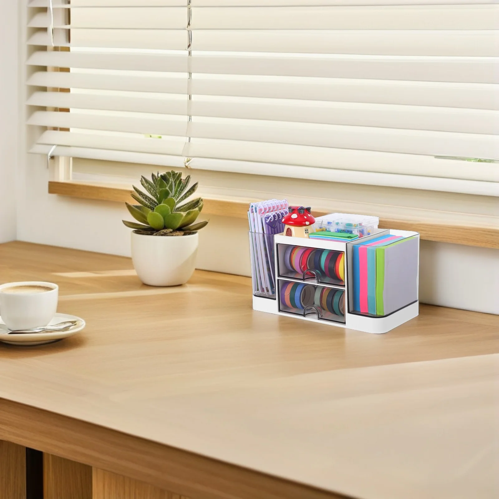 

Clear Drawer Storage Organizer Large Capacity Transparent Desktop Bin for Stationery Pens Files Small Items Home Office School