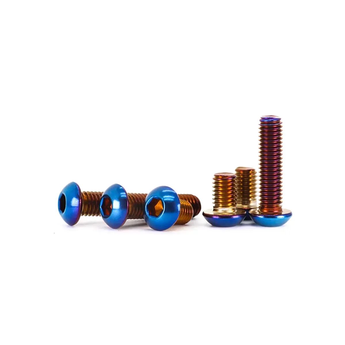 304 Stainless Steel Mushroom Head Hexagonal Burnt Titanium Screw / Titanium Blue Half Round Head  Bolt M4-M8