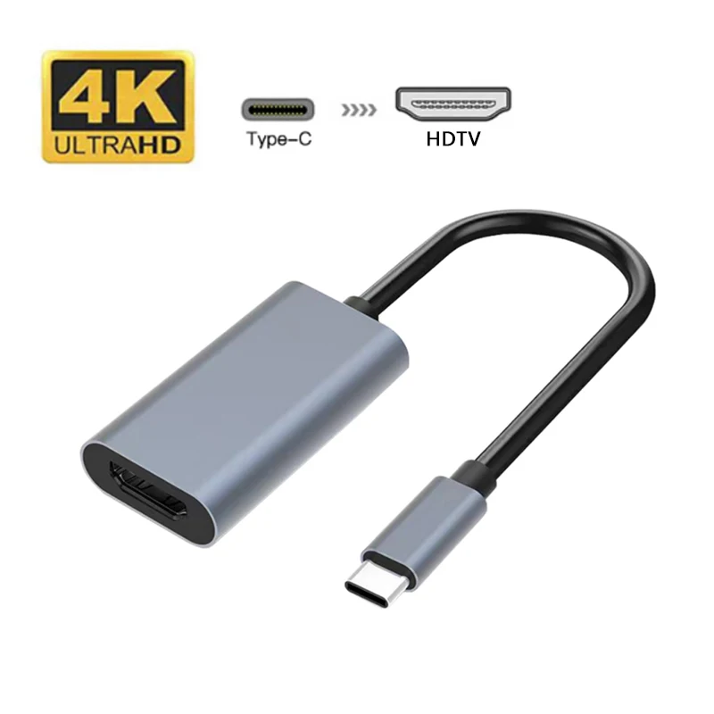 4K Type-C to HDTV Cable Adapter Aluminum Alloy USB C to HDTV Converter USB 3.1 HDTV Cable Adapter for PC Laptop MacBook