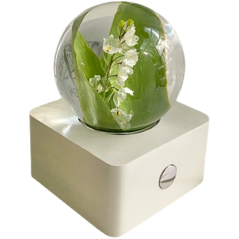 Linglan Eternal Flower Nightlight Crystal Ball Placements Real Flower Specimens for Girlfriend's Birthday