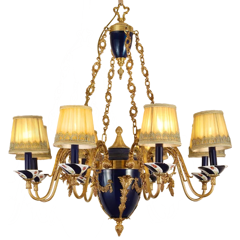 

Luxury retro brass lamp villa bedroom living room copper pendant light
