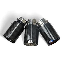 Custom Logo Black Chrome M Performance Tail Throat Pipe Car Exhaust Mufflers Universal Dual Carbon Fiber Exhaust Tips