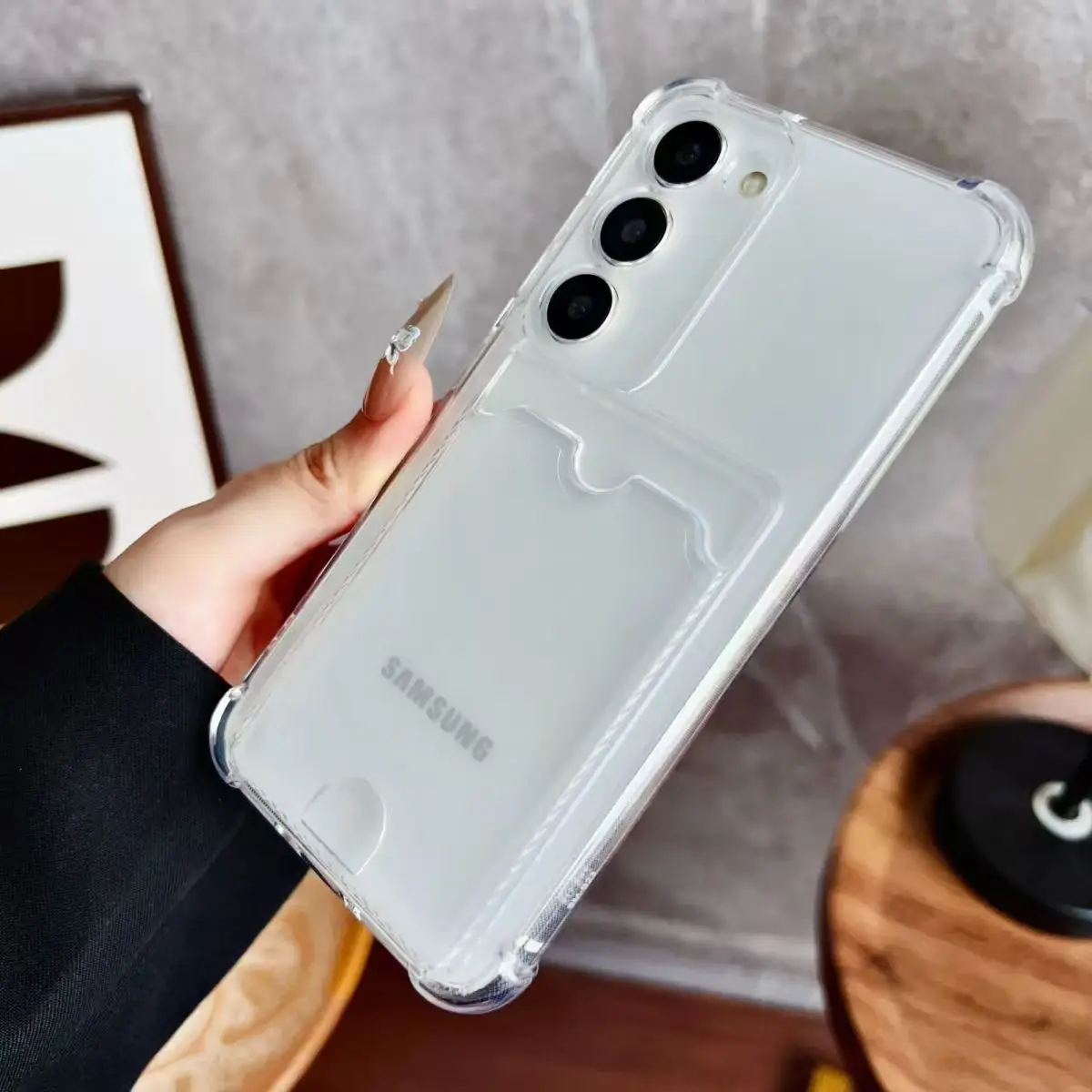 Dicke Kartentasche Brieftasche Klare Hülle für Samsung Galaxy S21 FE S22 S23 S24 S25 Plus Fundas S21FE S22 S23 Ultra Soft Corners Cover