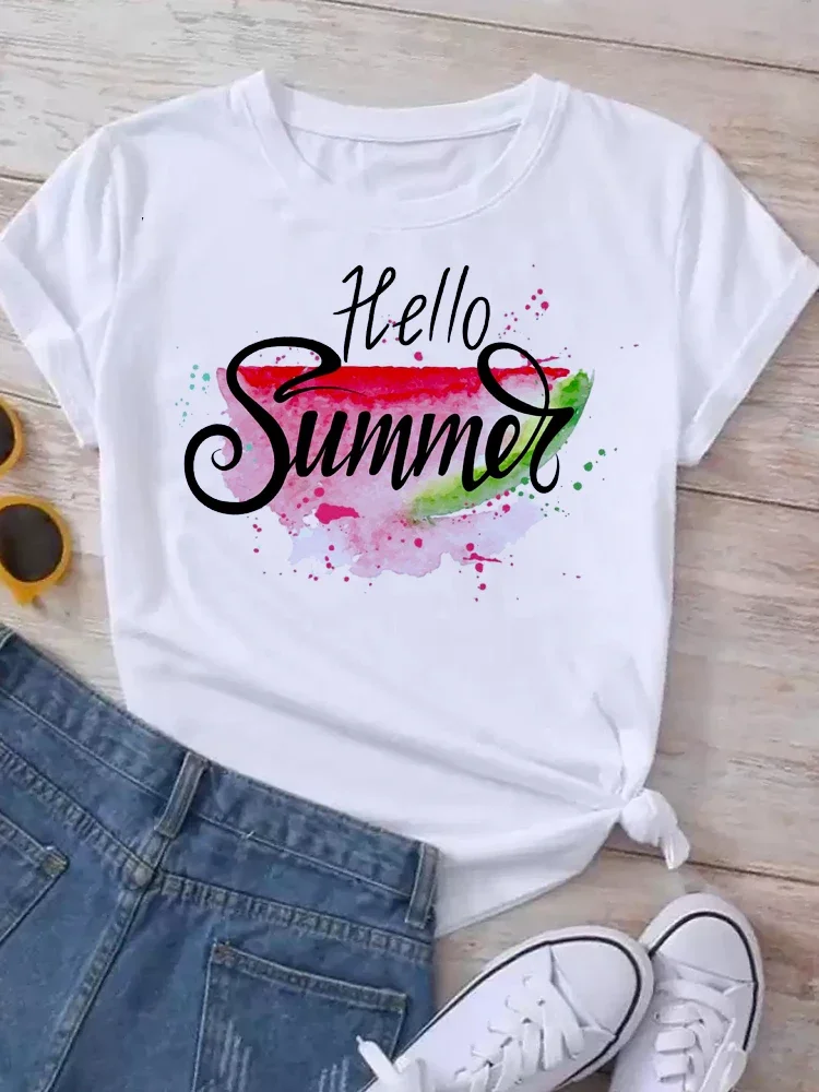 

2025 New Women's White Tshirt Fashion Summer Letter Printing Short Sleeve T Shirt Harajuku Streetwear Top Woman T-shirt Clothing