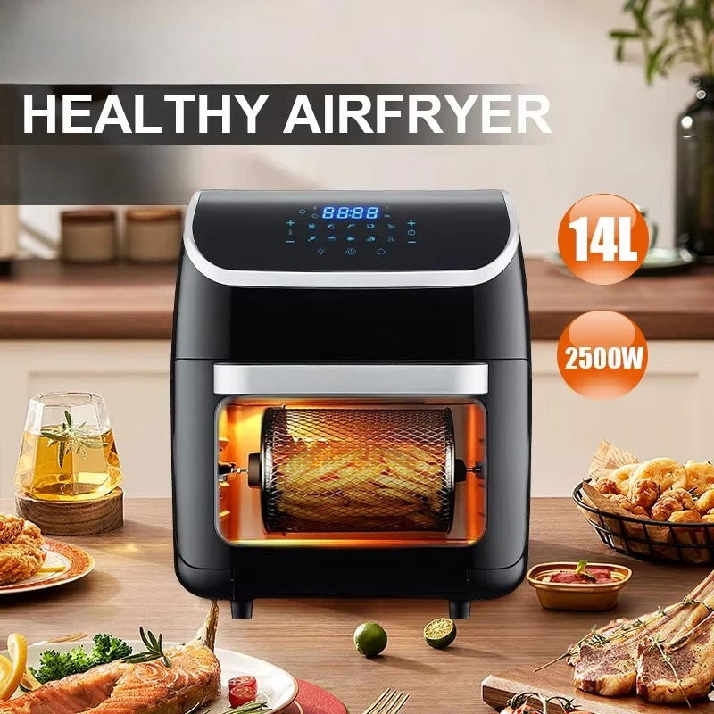 14L Large Capacity LCD Display Smart Touch Screen Keys Multifunctional Healthy Air Fryer
