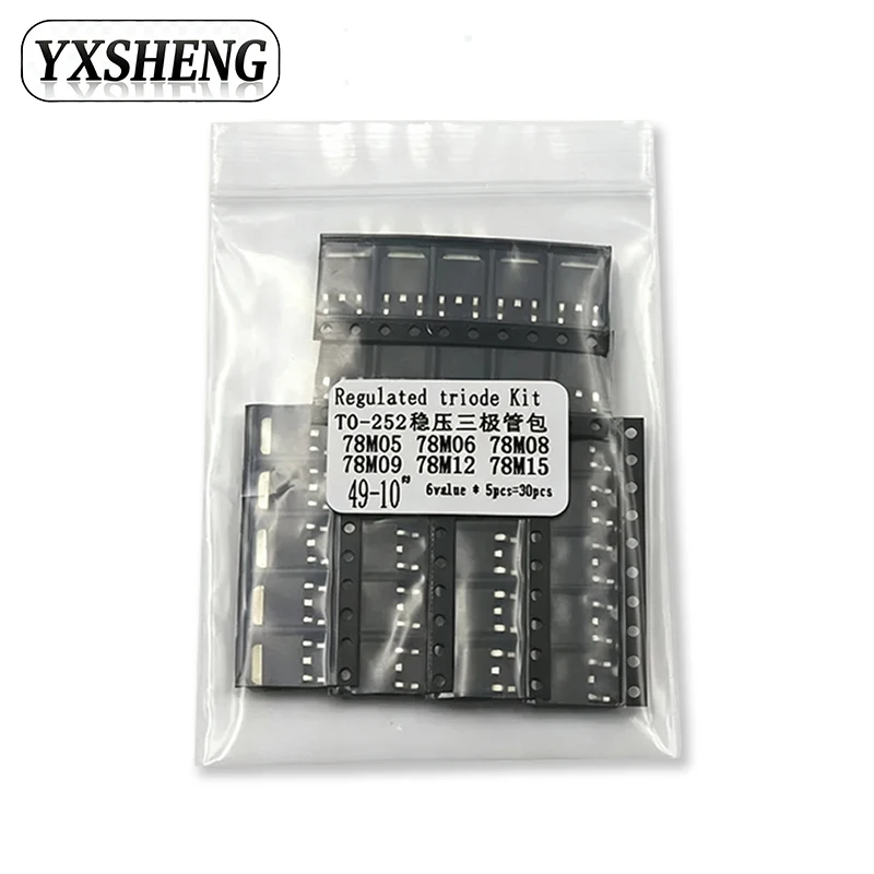 30PCS Voltage Regulator SMD Triode 78M05 78M06 78M08 78M09 78M12 78M15 TO-252 Voltage Regulator IC KIT