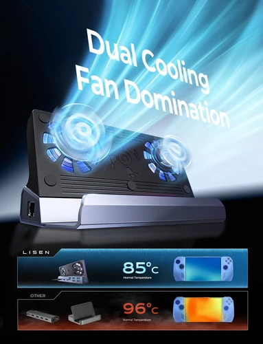 Imagen 2 del producto Legion Go Dock, estación de acoplamiento Legion Go 13 en 1 con 5 USB 3.0 y 2.0, ventilador de refrigeración dual, HDMI 4K a 60 Hz, carga de 100 W para Legion Go