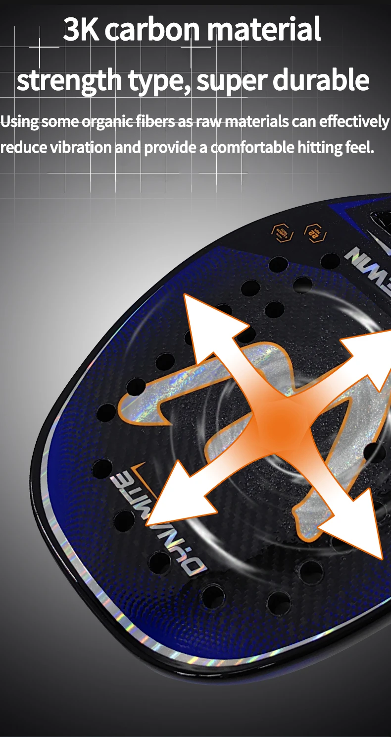 Die neue 3k Carbon Beach Tennis schläger Voll carbon Faser raue Oberfläche mit Schutzhülle Außen griff Handgelenk Pflege Geschenk Camewin – Detail 6