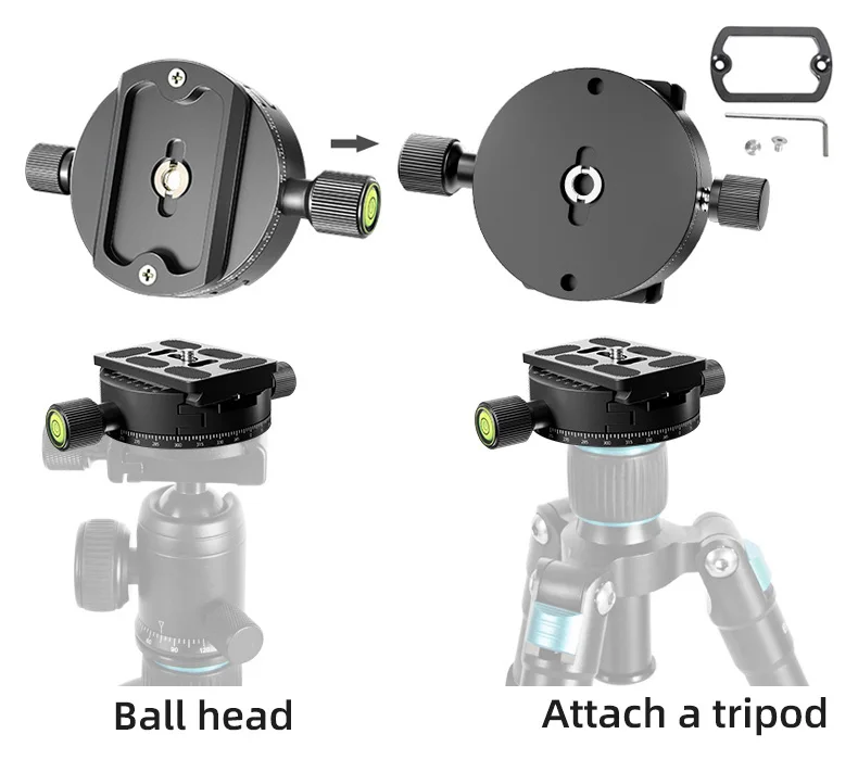 Panoramic Rotating Quick Release Plate Clamp Seat Tripod Gimbal Universal Clip Seat SLR Camera Photography Quick Release Base