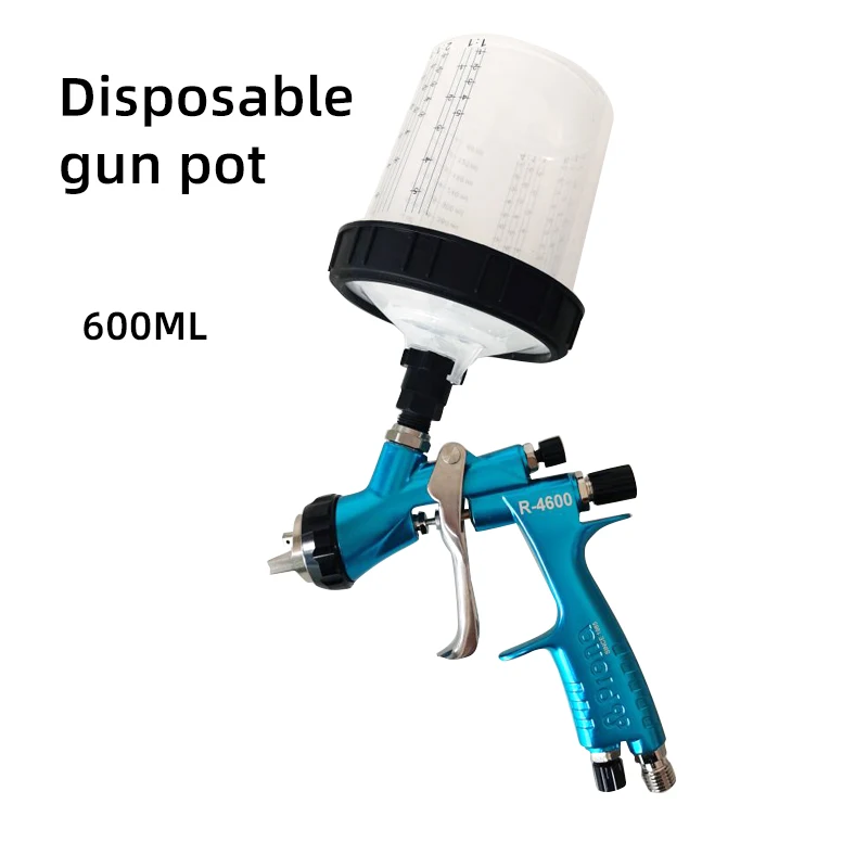 1.4mm Nozzle Taiwan High Atomization  4600HVLP Manual Spray Gun With 600cc Plastic Cup Car Repair Painting  Gravity Feed Type