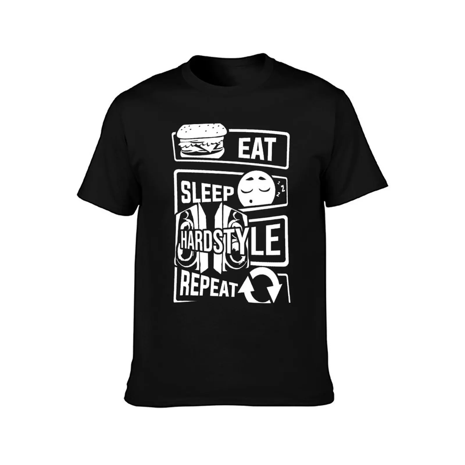 Eat Sleep Hardstyle Repeat - Bass Party Dancing T-Shirt, Summer Casual Cotton Tee, Oversized Streetwear Tops, Unisex Men Women