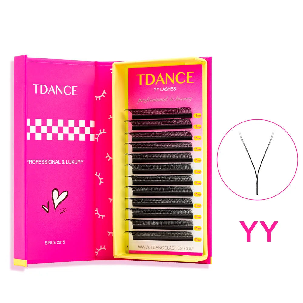 TDANCE YY Eyelashes Extension Two Tip 0.05/0.07 C/D Soft Light Natural Makeup Net Cross Individual Premium Mink False Eyelash
