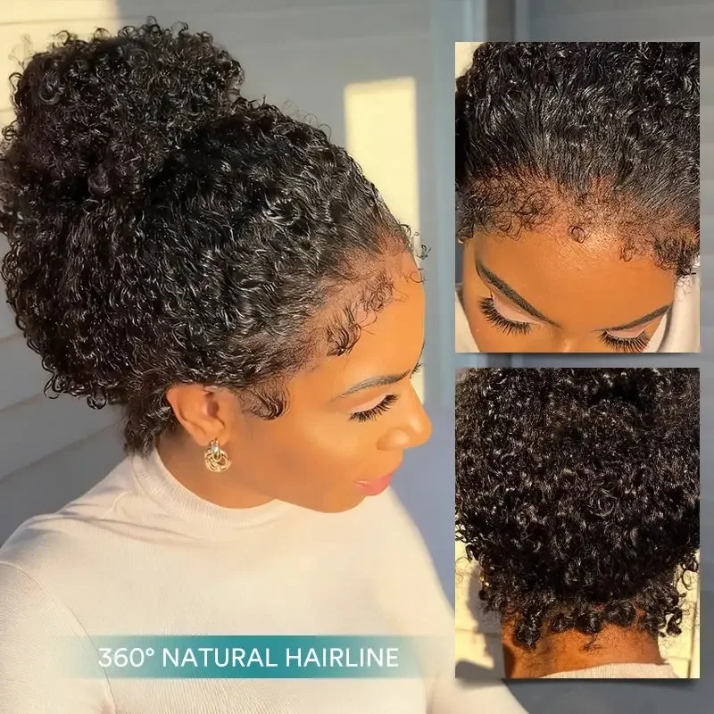 Deep Wave 360 Lace Front Wigs Human Hair 38 Inch HD Full Lace Front Wigs Human Hair Pre Plucked with Drawstring 250 Density Curly Wig for Women