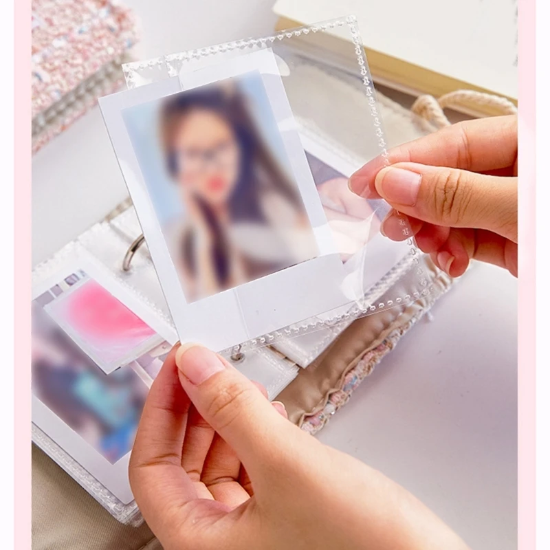 40 كتاب جيب صور جمع الصور لهواة الجمع 3 بوصة منظم 3 حلقات القماش غلاف الموثق ألبوم الصور المحمولة #3
