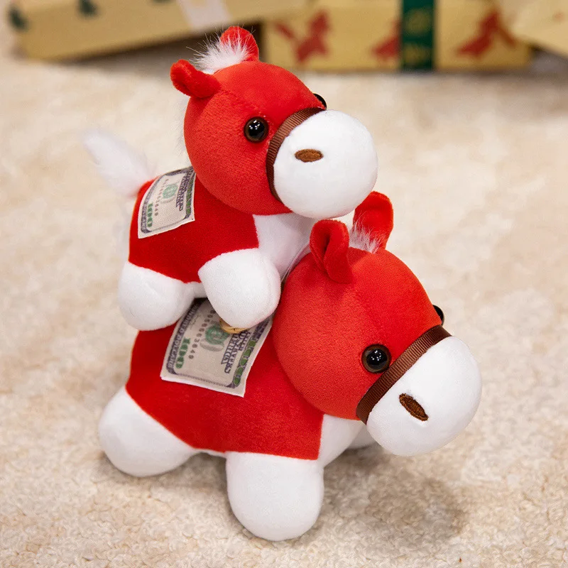 لطيف صغير الحصان قلادة المفاتيح ألعاب من نسيج مخملي Kawaii الحيوان محاكاة محشوة دمية حقيبة ديكور الأطفال زودياك الحصان الهدايا