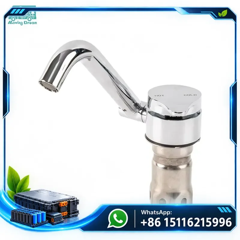 RV kitchen sink faucet, copper chrome 360 degree rotation, single handle hot and cold mixed faucet, folding type, suitable